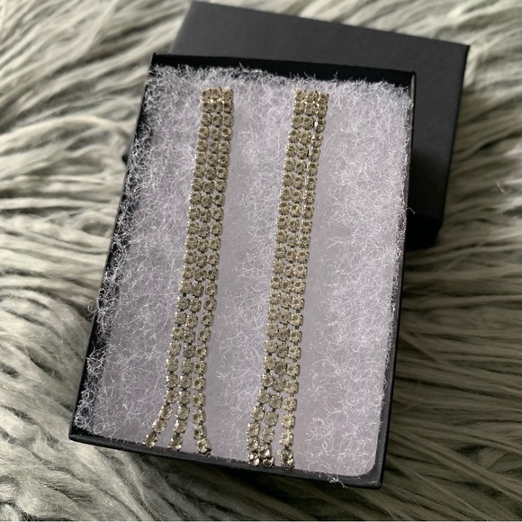 Long Rhinestone Earrings - Picture 1 of 8